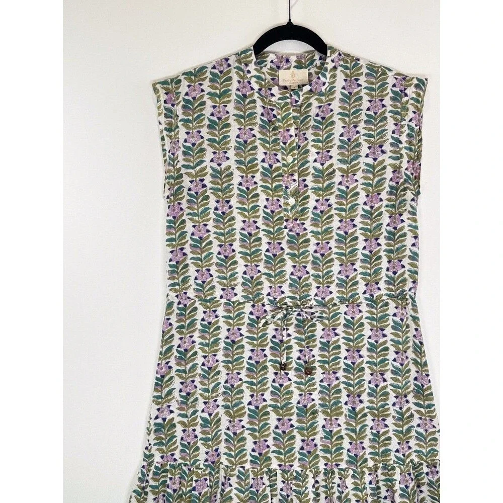 Perry Walker Womens Dress Green Floral Mini Cap Sleeve A Line Boho 1 US Small - Picture 5 of 11